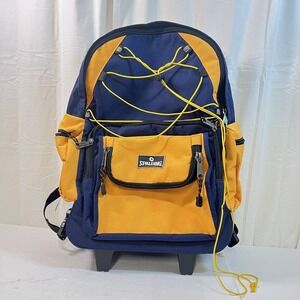 Spalding Rolling Backpack BLUE & Yellow Large Sports Books Travel School
